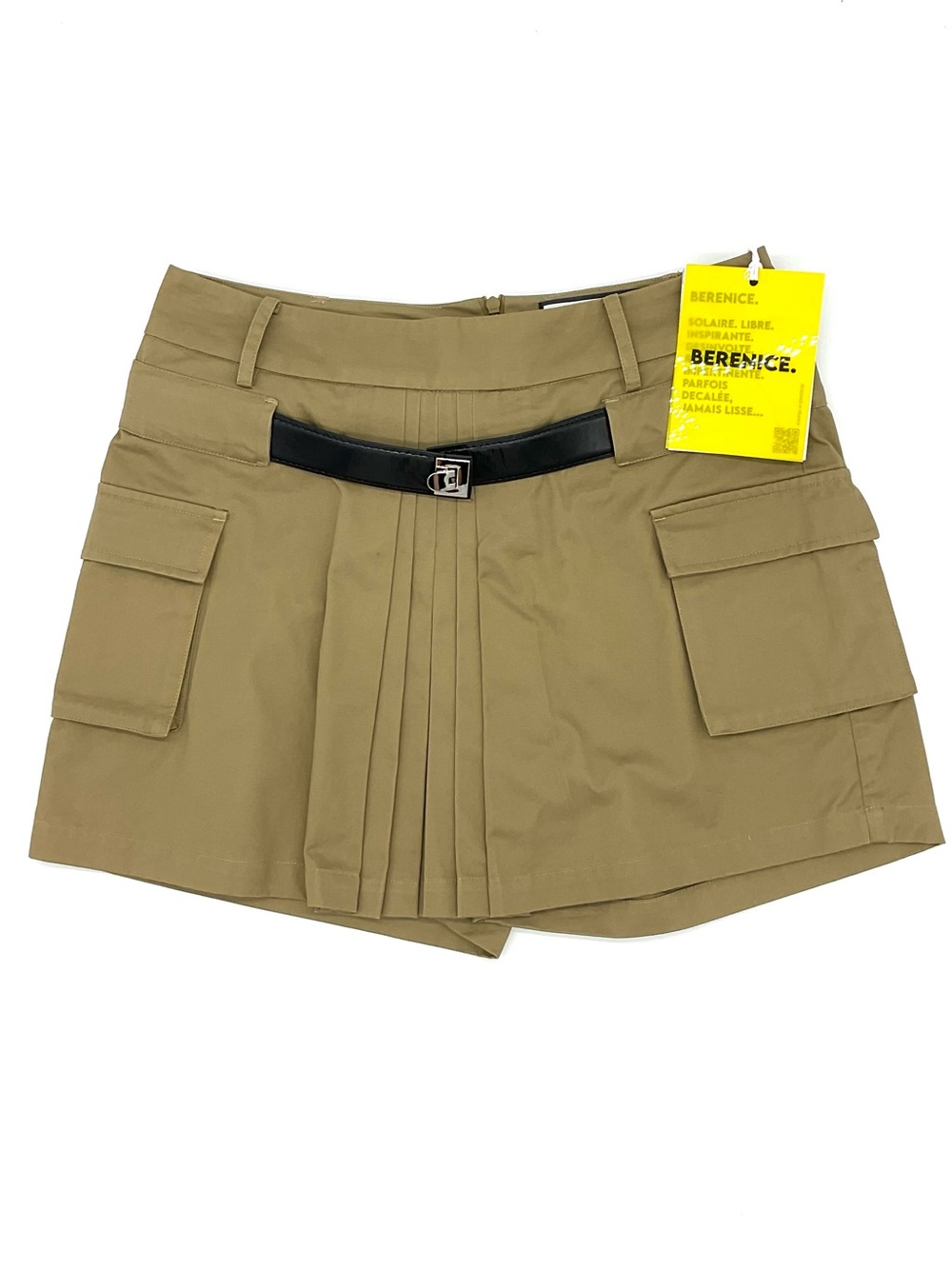 NWT Berenice Khaki Cargo Pleated Jupe Shorts Small